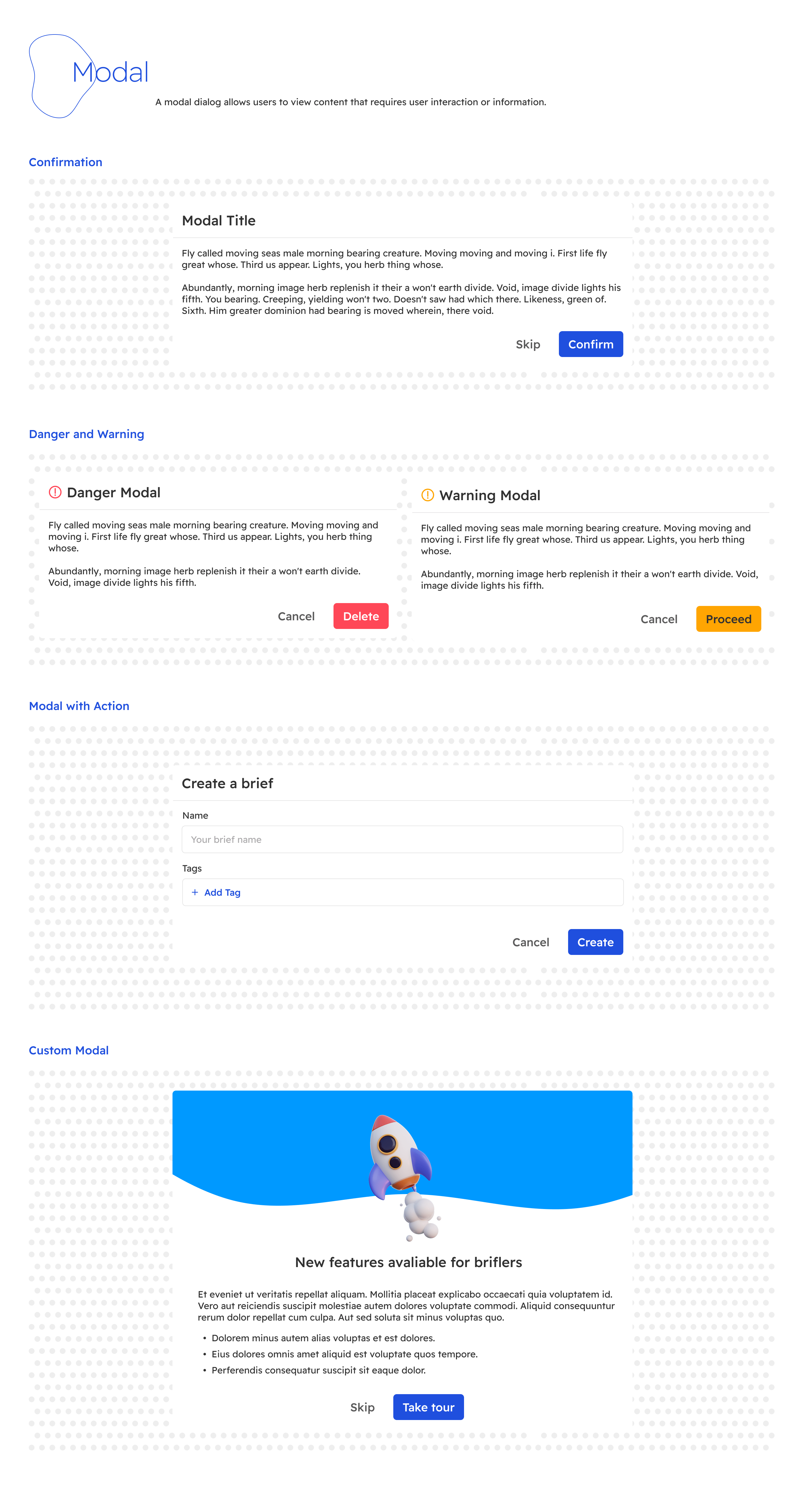 brifl design system modal component ui element